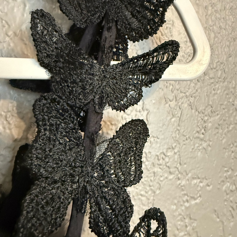Black 3D Butterfly Tulle Maxi Dress Corset Bodice Romantic Goth Fairycore Size 8 - Picture 13 of 16